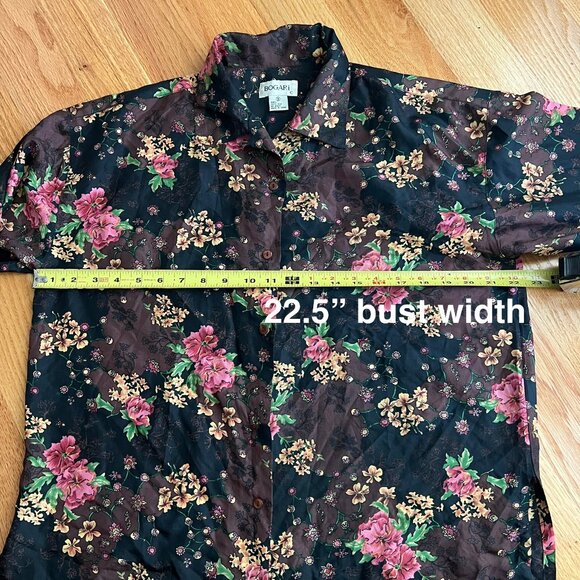 Vintage Silk Floral Pattern Blouse by Bogari Size Small - Picture 7 of 9